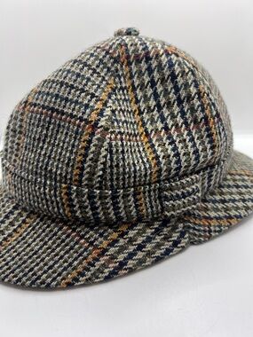 Dunn & Co Houndstooth Hat 60% Wool Vintage Sherlock Holmes Made In England 7 1/4